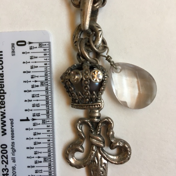 Crown, Fleur-de-lis Double Chain Charm Necklace - Picture 2 of 3